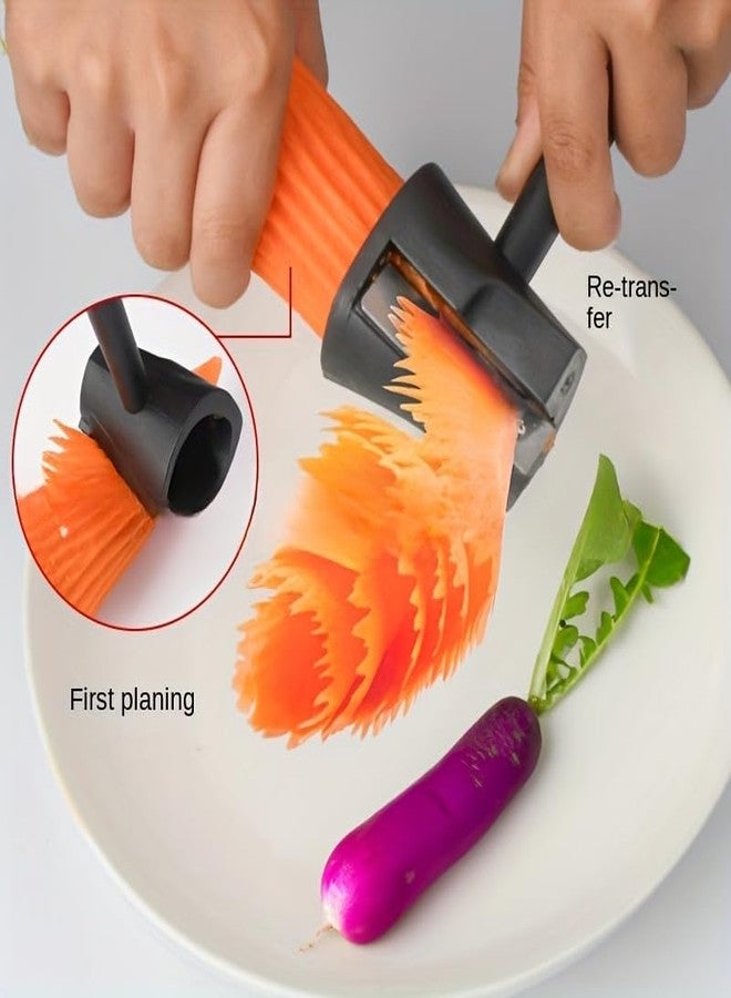 SHOPVILLA Carrot Curler and Peeler, Long-sharped Vegetables Fruit Flower Maker Cutte, Black Carrot Spiral Shred Slicer Root Vegetables Fruits Slicer Sharpener Garnishing Tool - Image 5